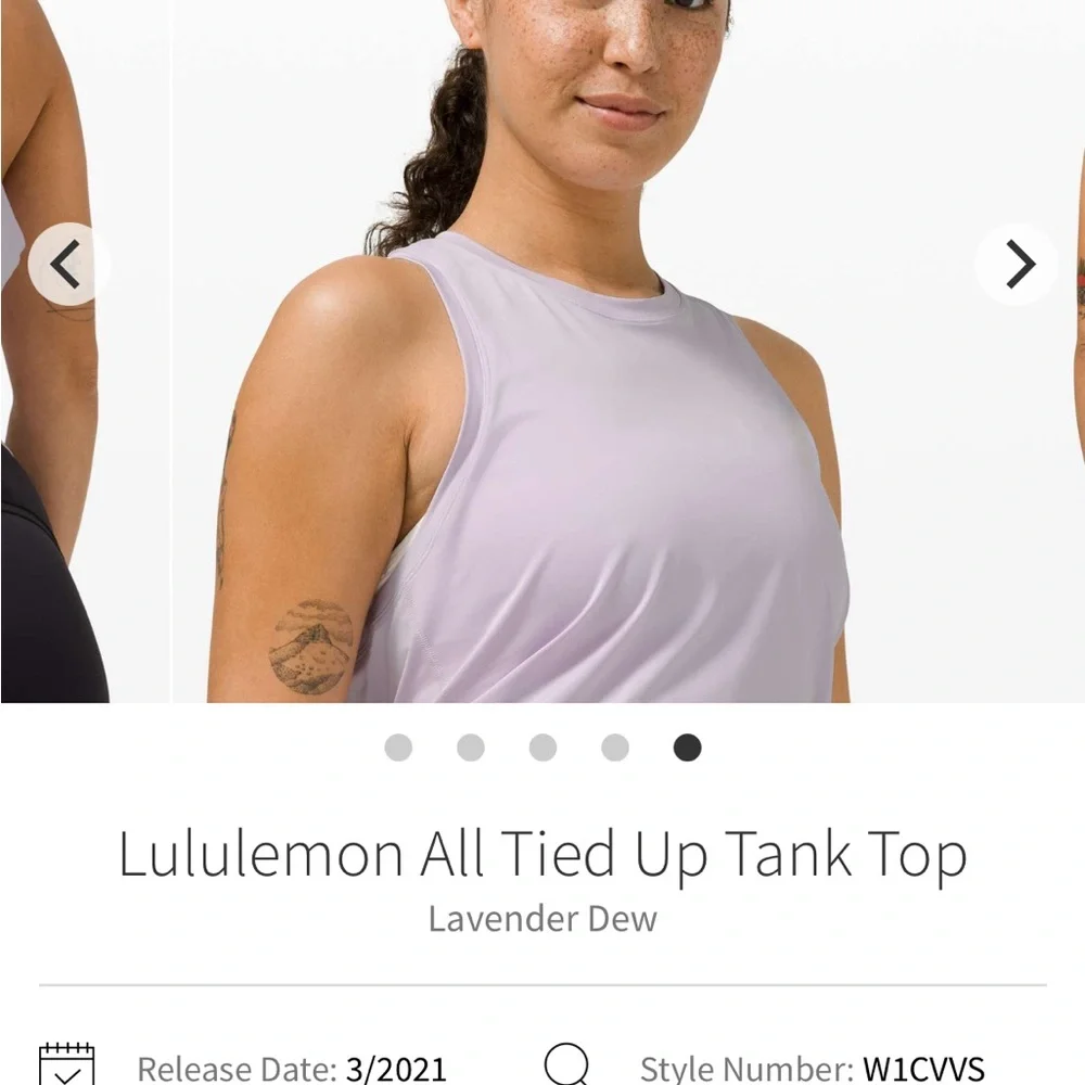 Lululemon All Tied Up Tank Top size 6 lavender dew